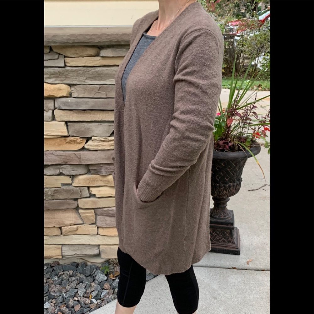 Madewell light chocolate oversized cardigan, nylon/merino wool/alpaca, pockets,S - Picture 2 of 7
